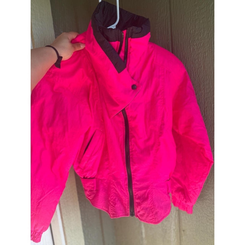 Obermeyer Jacket Womens Size 8 Neon Pink Full Zip Lightweight Ski‎ Windbreaker